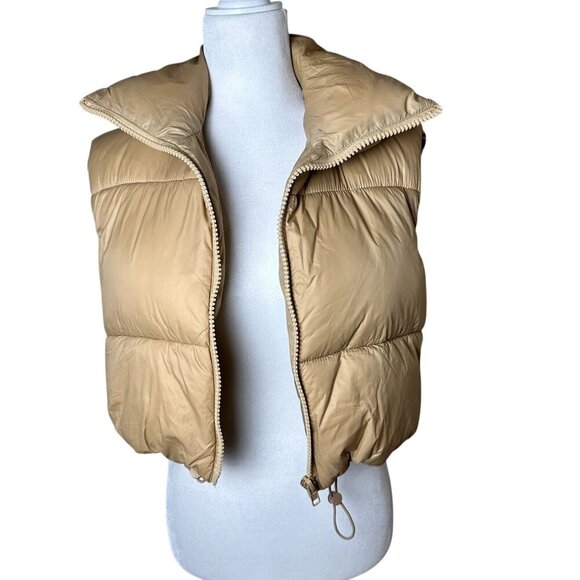 Puffy Crop Vest Lightweight Sleeveless Warm Outerwear Puffer Vest Size Small - Picture 1 of 7